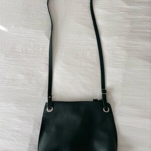 Roots Dark Green Leather Crossbody Bag